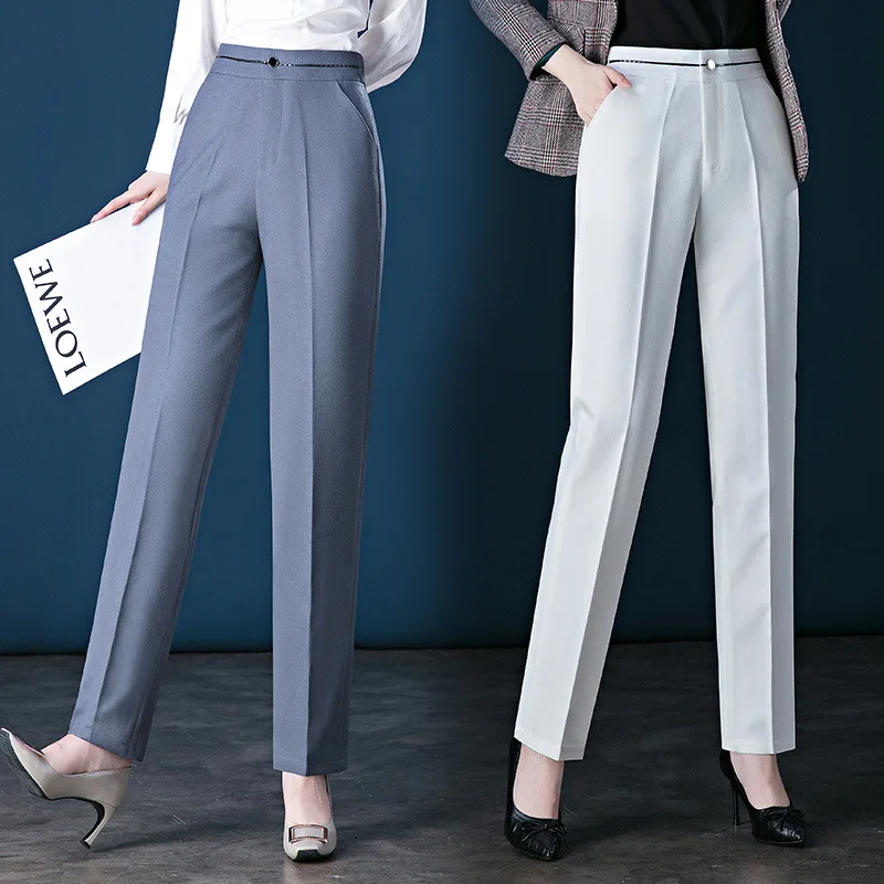 

Women's Formal Suit Pants Comfortable Stretch Elastic Waist Straight Pants with Pocket Work Pants Y2k Pants（M-6XL)