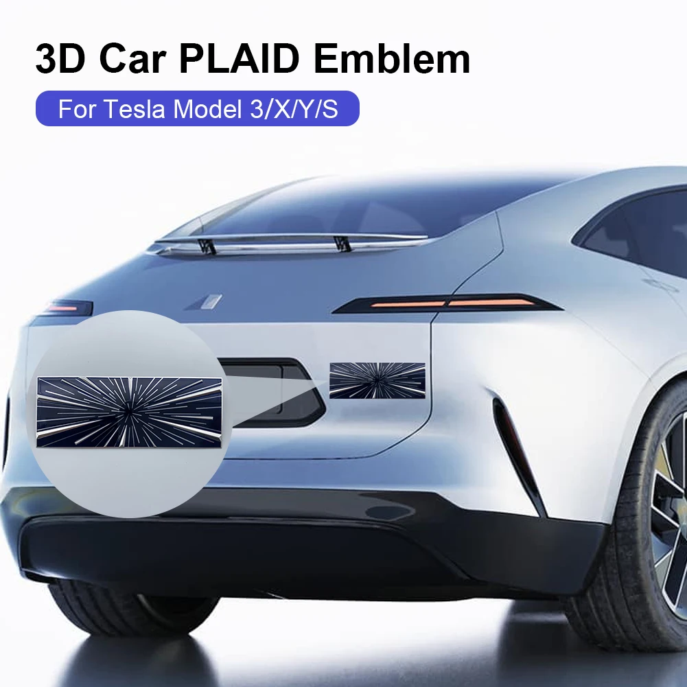 

3D Car PLAID Emblem for Tesla Model 3/S/Y/S Time Tunnel Creative Unique Time Tunnel Car Stickers Car Decorations
