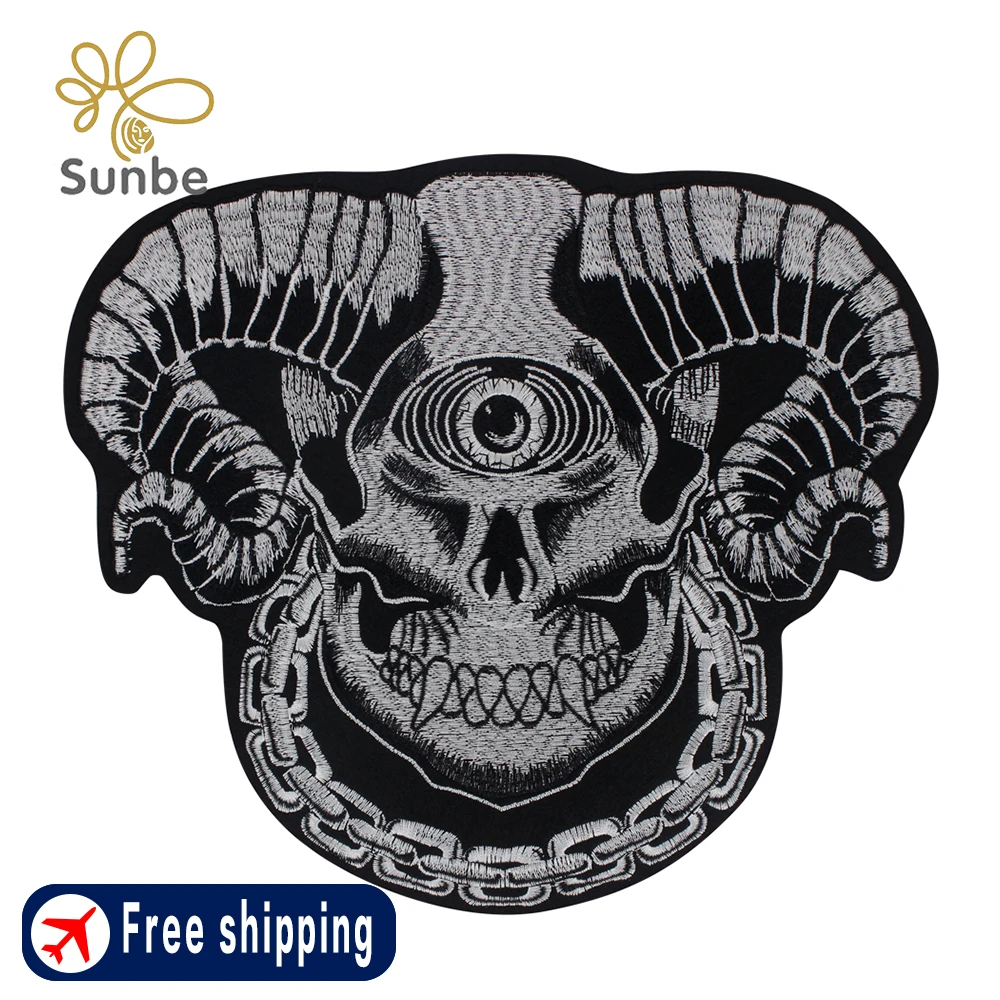 Eye Skull Patches Horror Applique Patch Iron On Sew On DIY Embroidered Applique Clothing Backpacks Punk Jackets Accessories