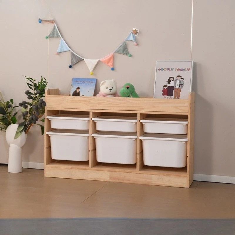 Children's toy storage cabinet combination Living room reading area against the wall Baby toy storage rack Large capacity solid
