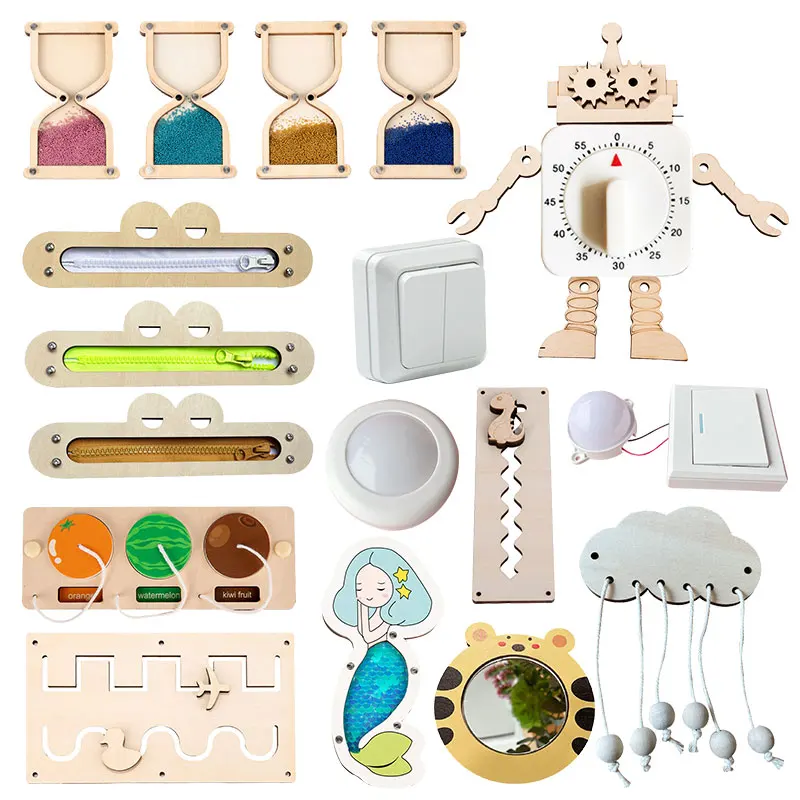 Yürümeye başlayan Meşgul Kurulu Montessori DIY Ahşap Oyuncaklar Bebek için Meşgul Kurulu Aksesuarları ışık anahtarı çocuklar için Educational