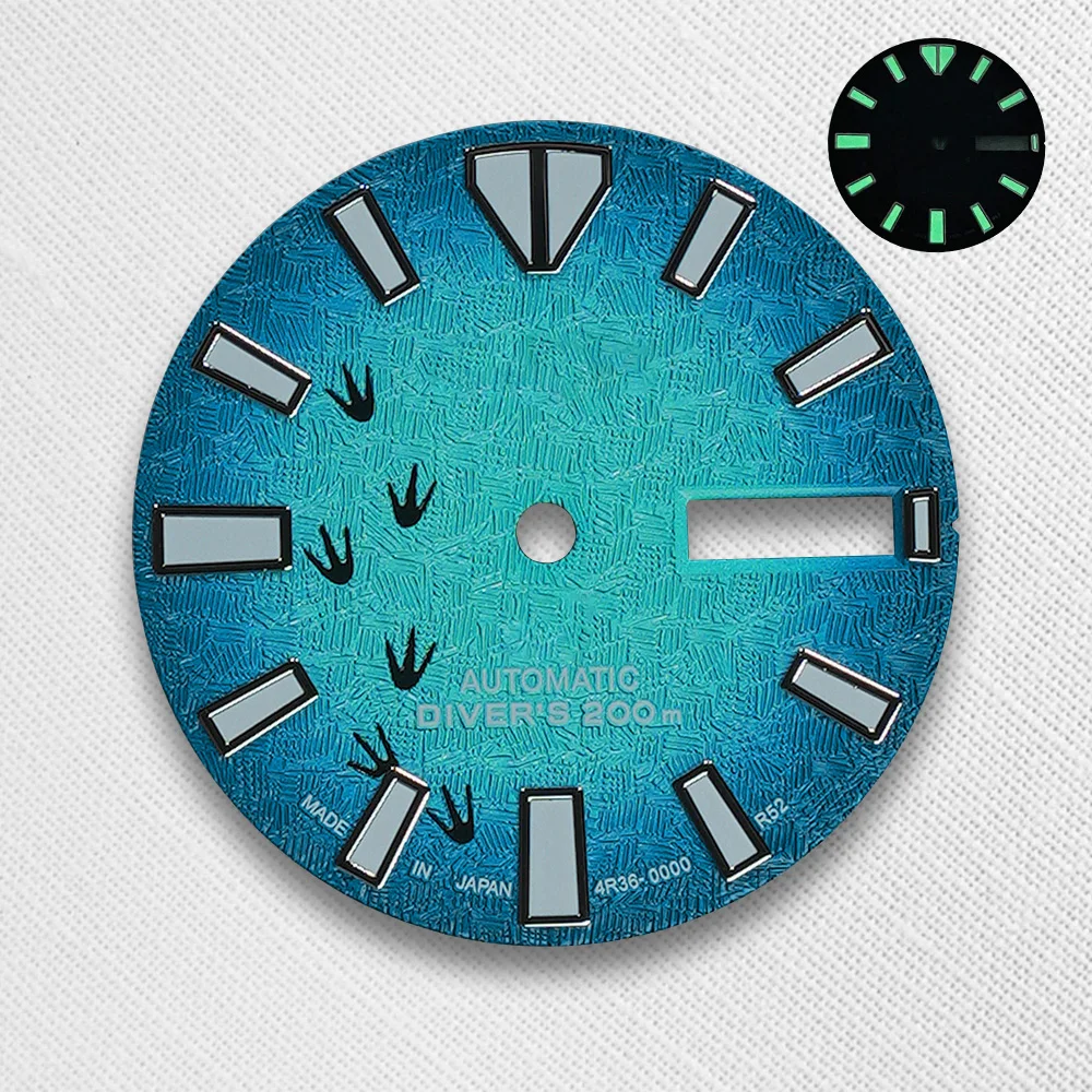 S Dial 28.5mm NH36 Dial S Logo 3D Footprints Dial Fit NH36 Movement C3 Green Luminous SKX007 Watch Modification high-quality