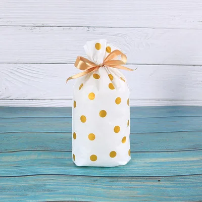 

50pcs Treat Bags Party Favor Bags Gold Plastic Drawstring Candy Goodies Food Storage Bags Gift Wrapping Package