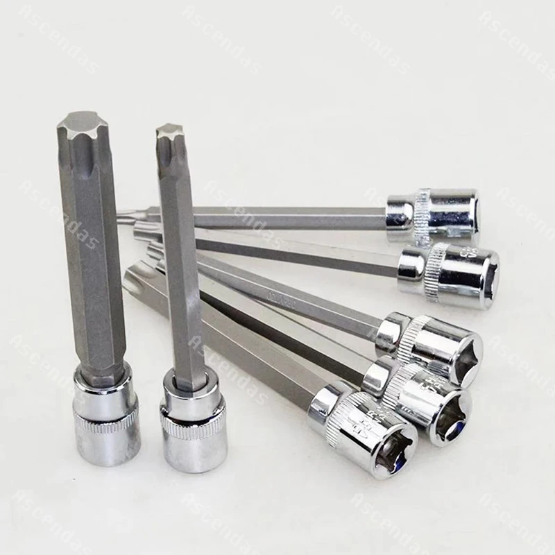 7pcs/set 3/8 inch Socket Tool Set Drive Extra Long Torx Star Bit Sockets Set T25 T30 T40 T45 T50 T55 T60 Hand Tools