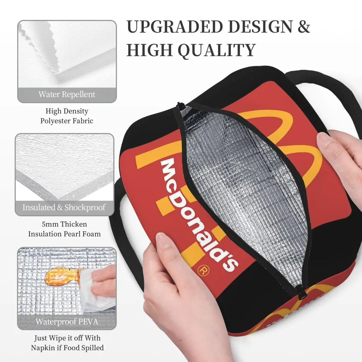 أكياس الغداء ماك دونالد معزول بينتو صندوق المحمولة حقيبة الغداء مانعة للتسرب نزهة أكياس حقيبة حرارية للمرأة أطفال المدرسة