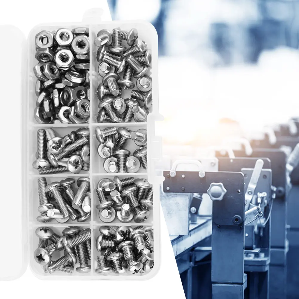 140pcs #10-32 304 Stainless Steel PH kepala panci sekrup Set bermacam-macam