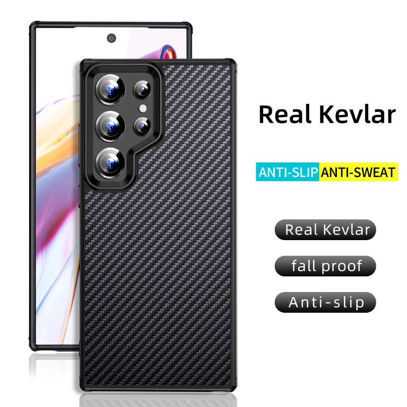 Real Kevlar Case for Samsung Galaxy S24 S23 Ultra Case for Magsafe Magnetic Wireless Charing Soft TPU Hard Carbon Fiber Cover