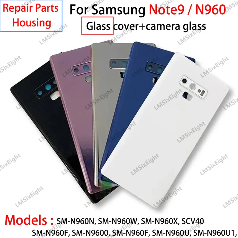 Back Glass note9 Replacement For Samsung Galaxy note 9 N960 Battery Cover Rear Door Housing Case Lid Panel Camera Lens Sticker