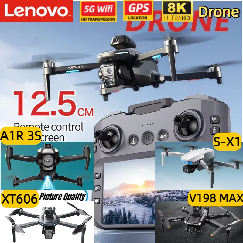 

Квадрокоптер Lenovo с функцией обхода препятствий, двойной FPV, Wi-Fi, RC: Дрон с GPS и разрешением 8K V198 MAX XT606 A1R S-X1