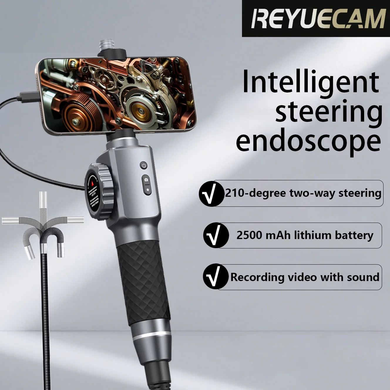 TD300S 5.5mm Bidirectional 210 Degree Steering Endoscope Android IOS Industrial Probe Engine Maintenance
