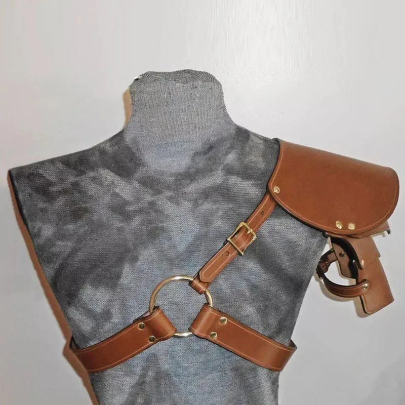 Medieval Viking Knight Gladiator Shoulder Guards Armor Renaissance Warrior Cosplay Costume Props PU Leather Harness Pauldrons