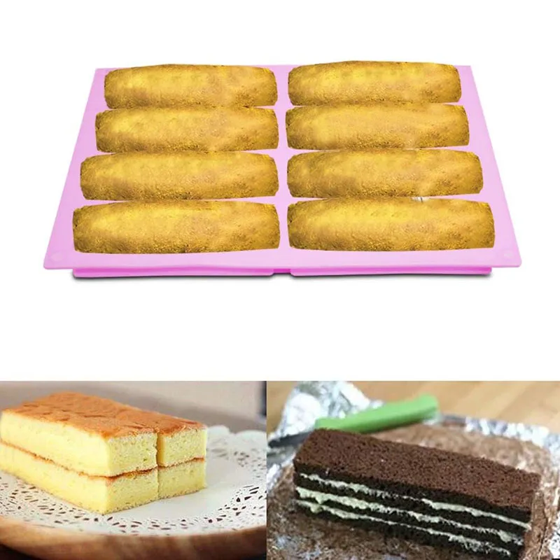 8 تجويف مستطيل جرانولا بار قوالب السيليكون التغذية الحبوب بروتين الطاقة بار الشوكولاته زبدة كعكة رغيف الخبز مقلاة خبز