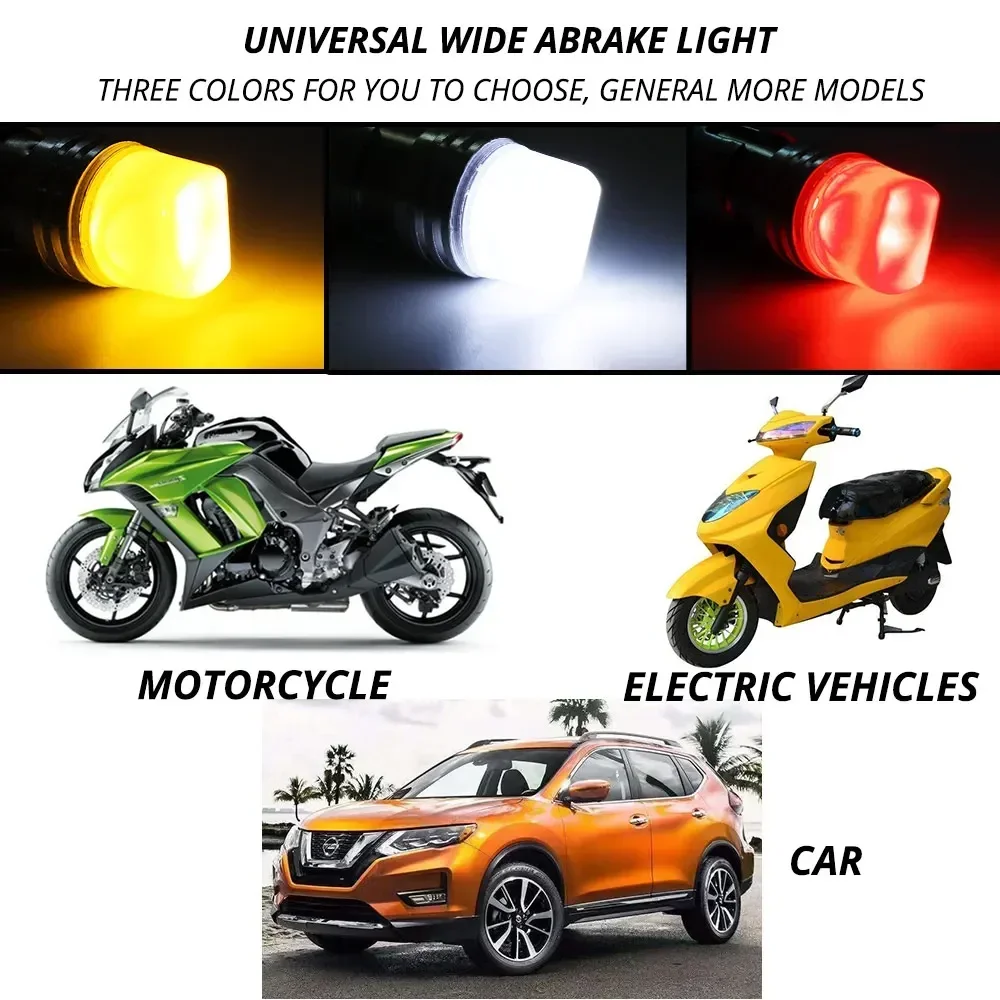 2PCS Electric Motorcycle Auto Additional Brake Light Car Strobe Decoration Lamp Warning Bulb Rear Trunk Tail DC 12V Turn Signal