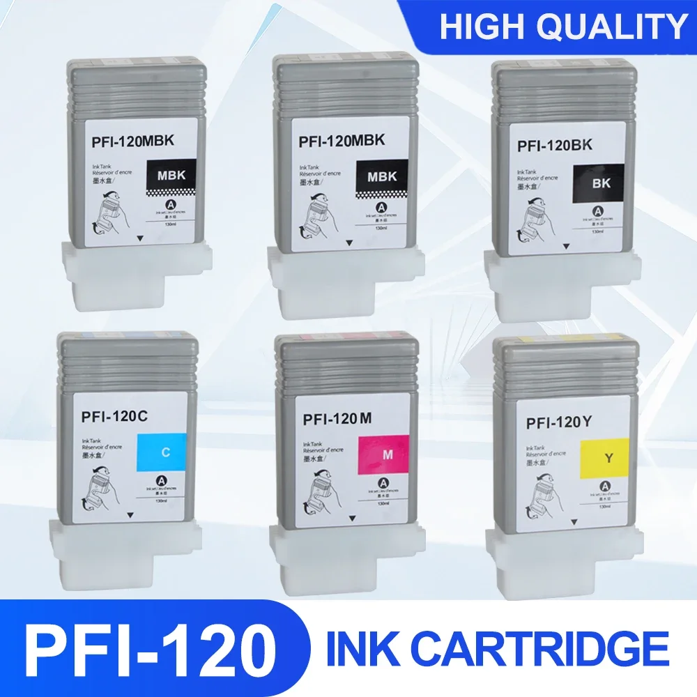 PFI-120  Ink Cartridge Full Ink with Chips for Canon TM200 TM-205 TM-300 TM-305 130ML 6Colors/Set