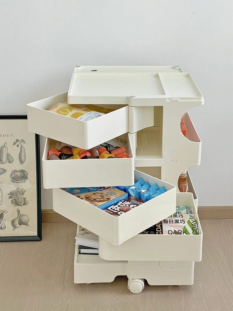 Snack Storage Rack Trolley Snack Storage Cabinet Locker Storage Box Living Room Rotating Mobile Snack Cabinet