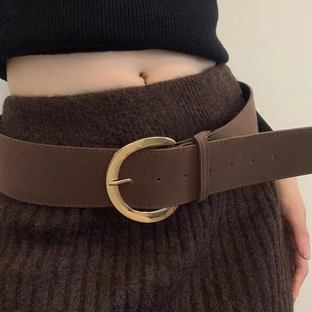 الرجعية جلد الغزال حزام عريض المرأة الفاخرة العصرية حزام الخصر عادية تنوعا دبوس مشبك حزام بنطلون أحزمة فستان الهدايا #3