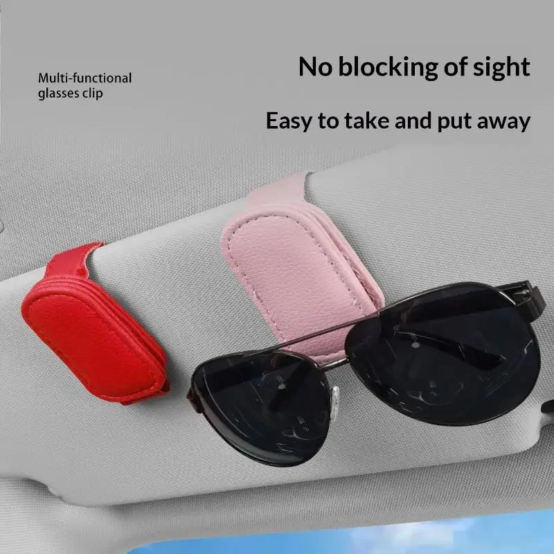 Multifunction Car Sun Visor Glasses Clip Leather Eyeglasses Clip Magnetic Sunglasses Holder Hanger Universal Cars Accessorie