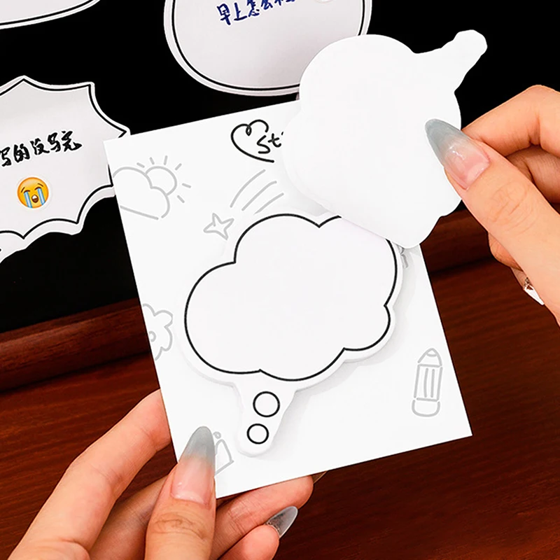 

30sheets High-Aesthetic Removable Paper Student Cute Minimalist Speech Bubble Sticky Notes Reusable N-Stick Memo Pads Gift