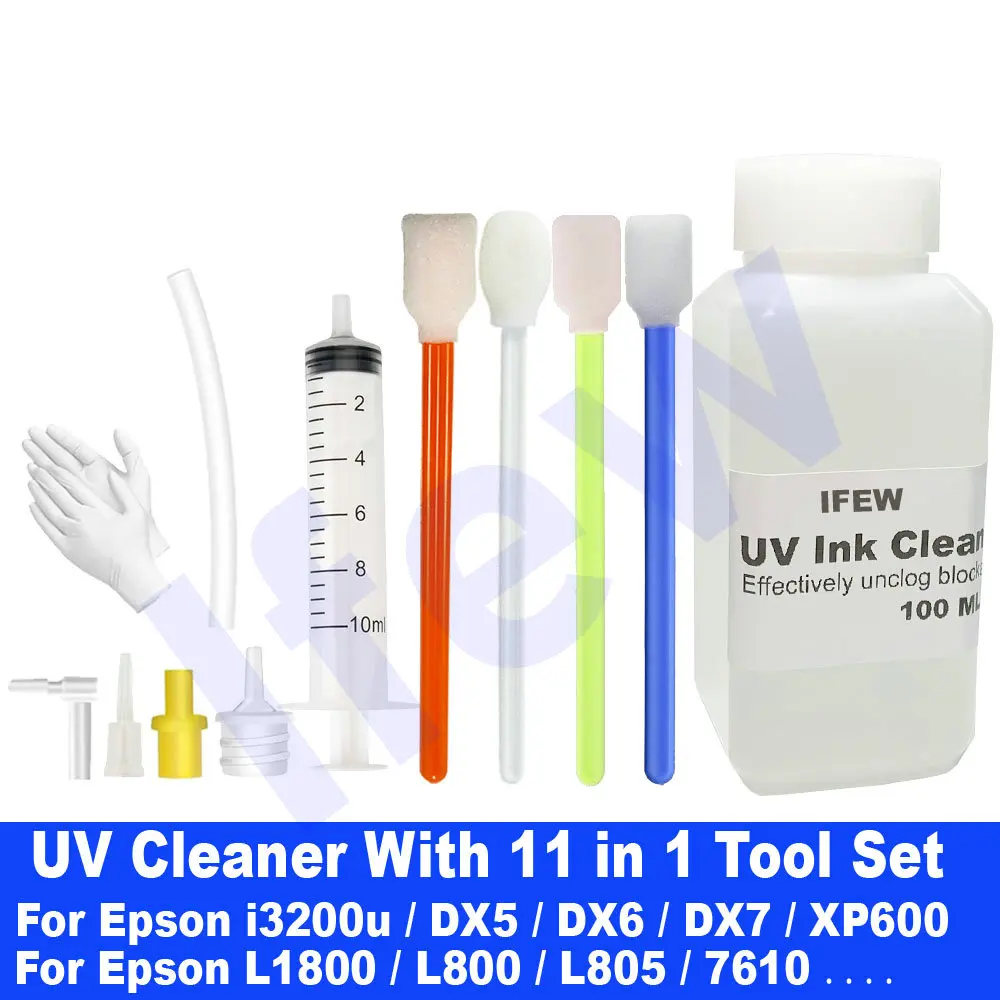 

UV Ink Cleaner Clean Solution Cleaning Printhead Unclog UV Printer Head Kit Fluid Repair Clogged Head For Epson Roland Mimaki