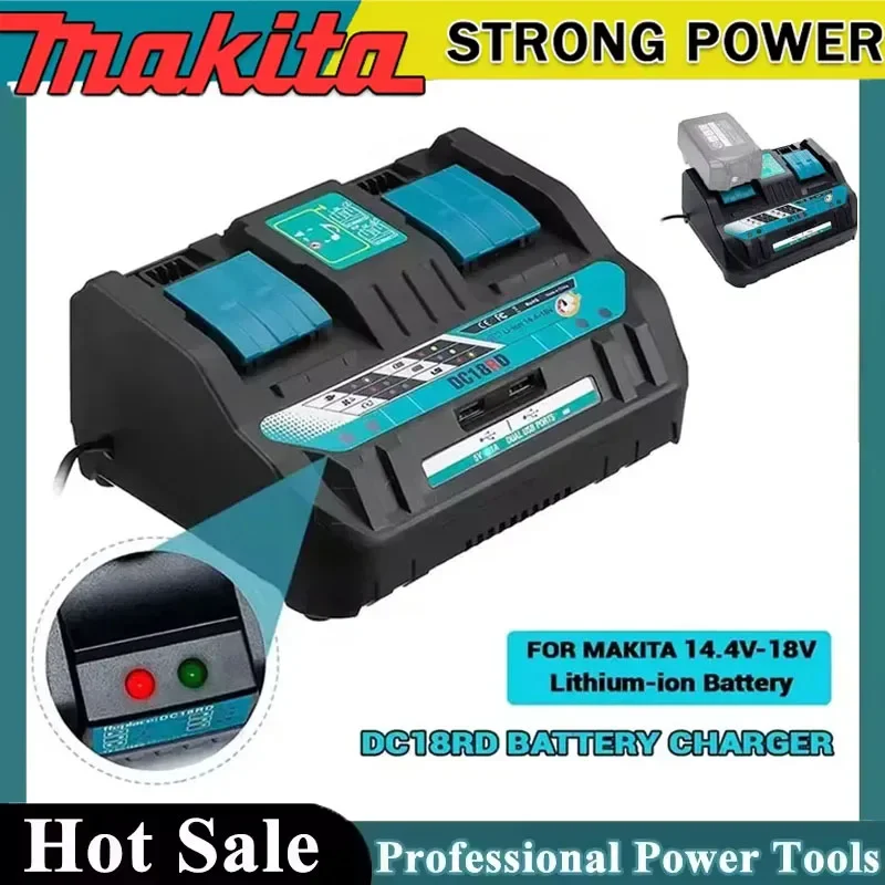 

Новейшее зарядное устройство Makita для двух литий-ионных аккумуляторов, ток зарядки 4А, для Makita 14.4V 18V BL1830 BL1430 DC18RC DC18RA, быстрая зарядка