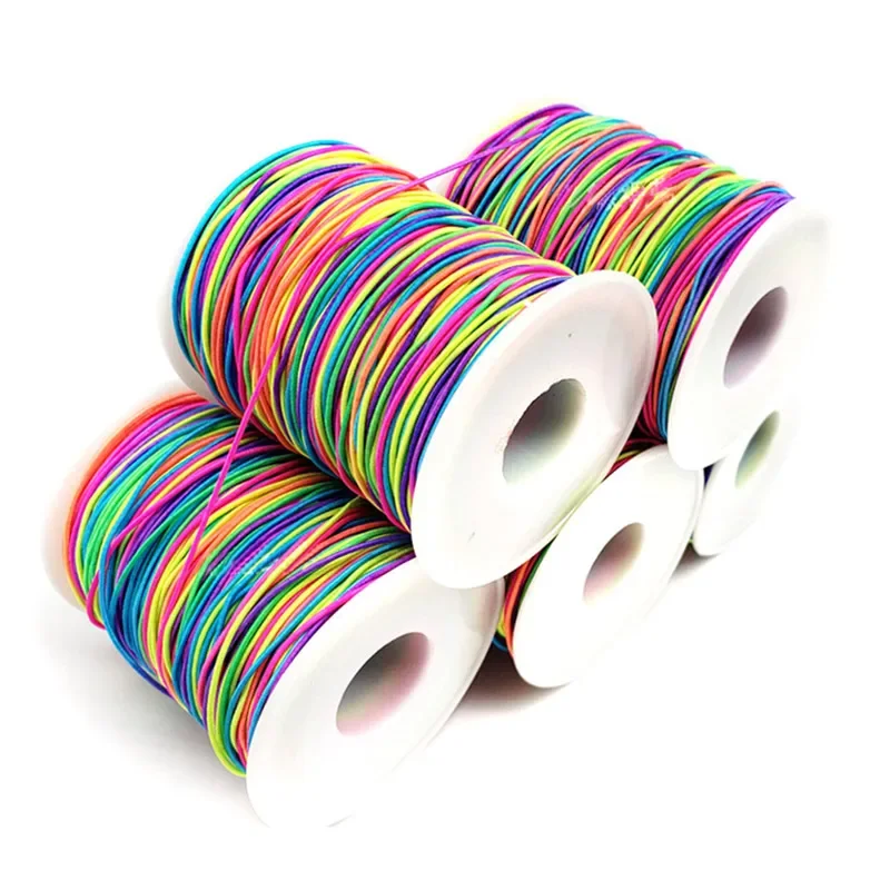 1mm Colorful Rainbow Elastic Cord Braid Bracelet String Elastic Rubber Band for Sewing Stitching Tape Ribbon Rope Accessories