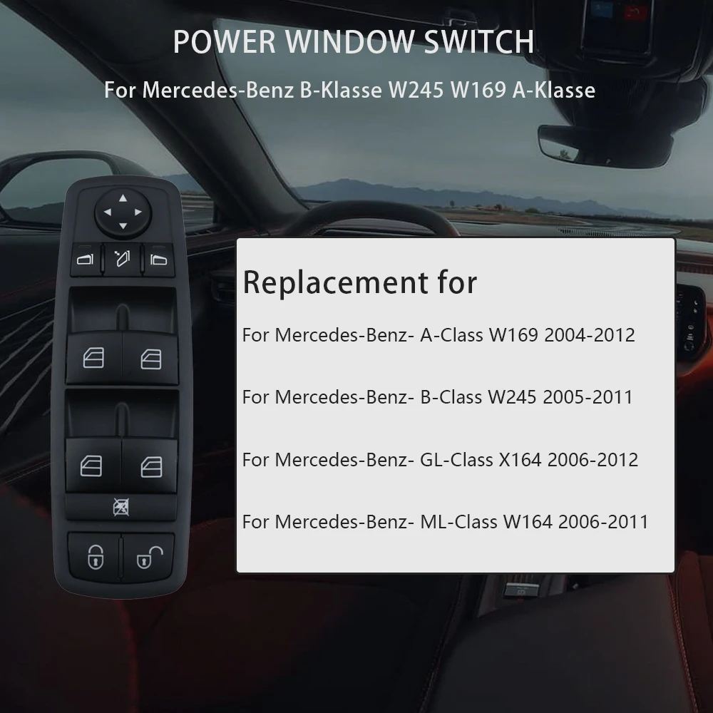 Elektrischer Fensterheberschalterknopf für Mercedes Benz B-Klasse W245 A-Klasse W169 1698206610 1698206710 A1698206710 A1698206610 – Detail 8
