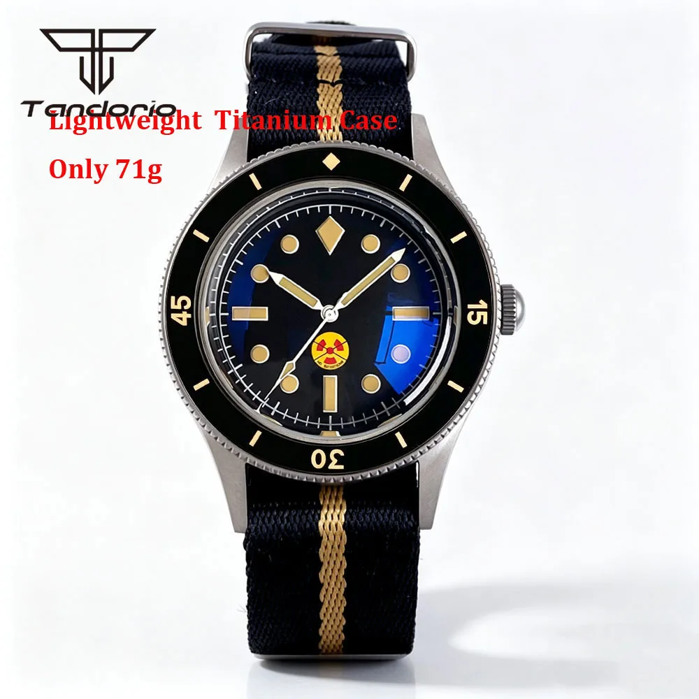 Tandorio Titanium 40mm 50-Fathoms Style Lightweight Watch for Men AR Domed Sapphire Glass NH35/Miyota 8215/2824 Movt Waterproof