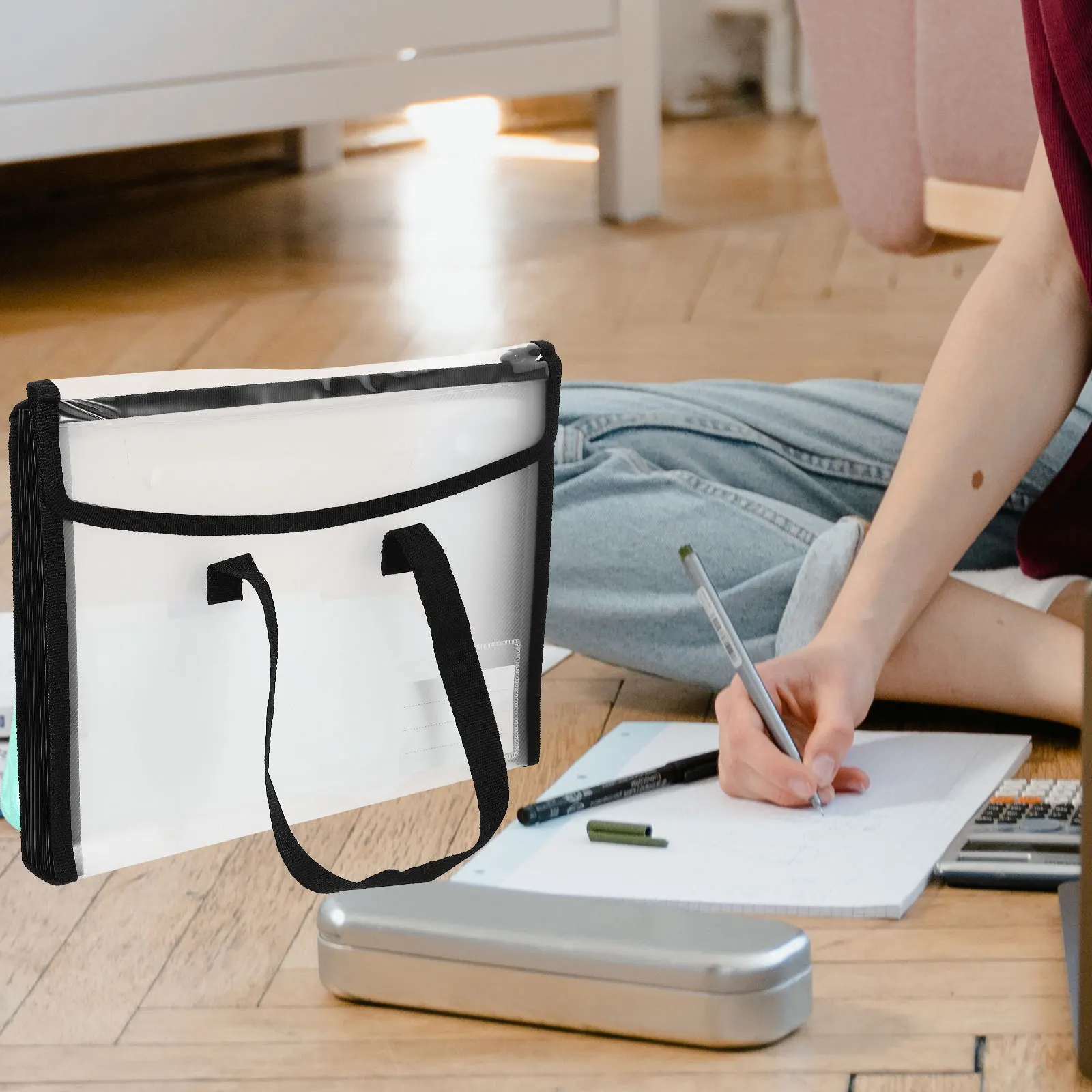 

Portable 12-Pocket Accordion File Organizer Plastic Document Storage Folder For Office Home Use Large Capacity File Folder