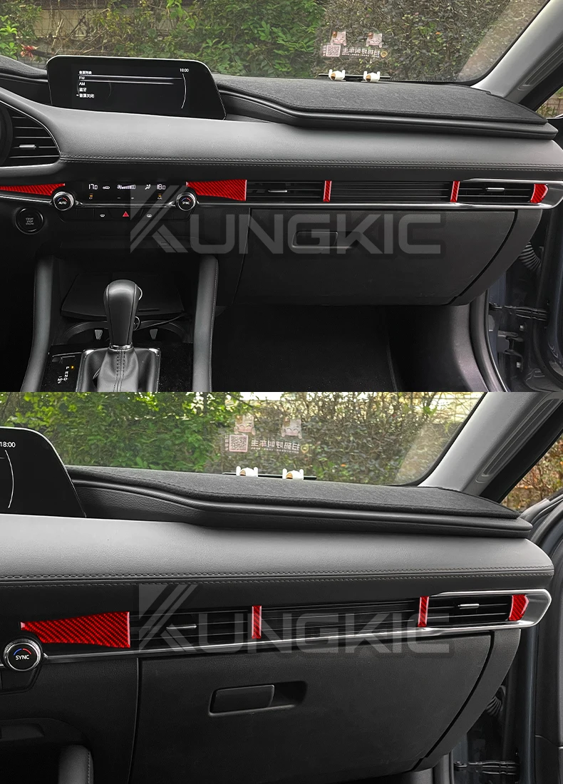 Für Mazda 3 BP Axela 2019 2020 2021 2022 2023 2024 2025 Echter Weicher Carbonfaser-Aufkleber LHD RHD Auto-Mittelkonsole Zubehör – Detail 10