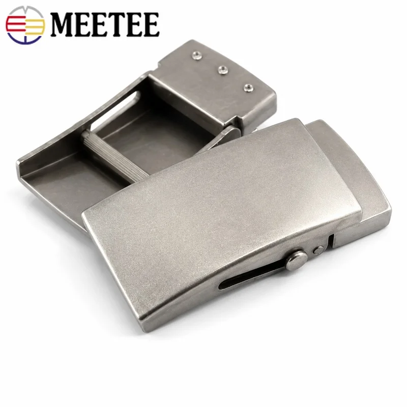 Meetee 1Pc 35/38mm Pure Titanium Belt Buckle Nickel-Free Toothless Roller Automatic Head Clasp for Leather Craft Hardware Parts