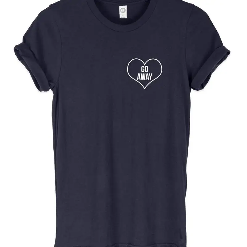 

Go Away Loveheart Breast Print Mens Womans Funny Unisex Pocket Print T-Shirt