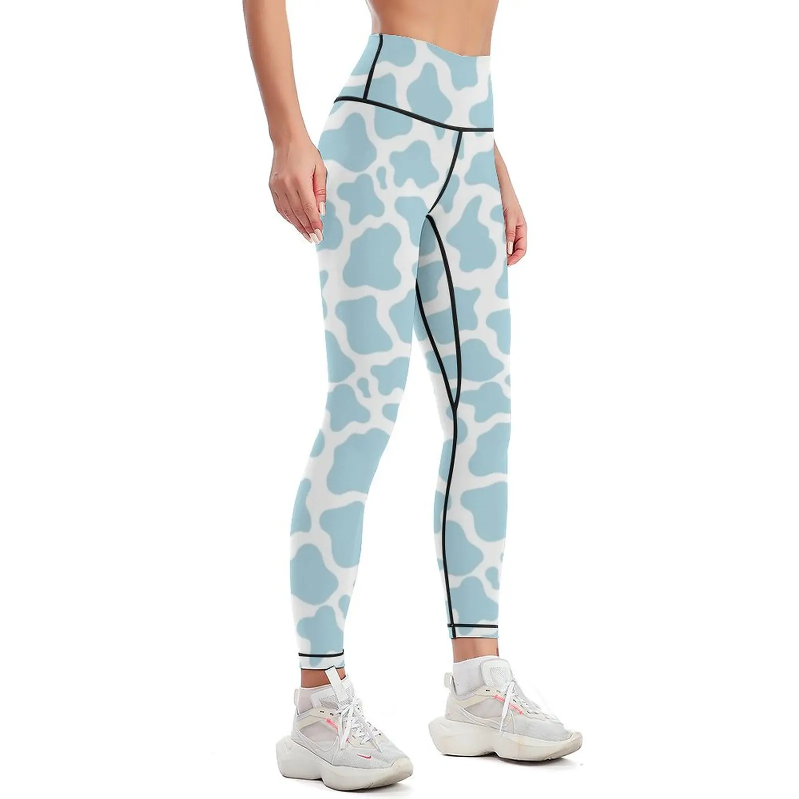 pastel blue cow print kawaii Leggings Pants sport legings for fitness legging gym workout shorts Womens Leggings