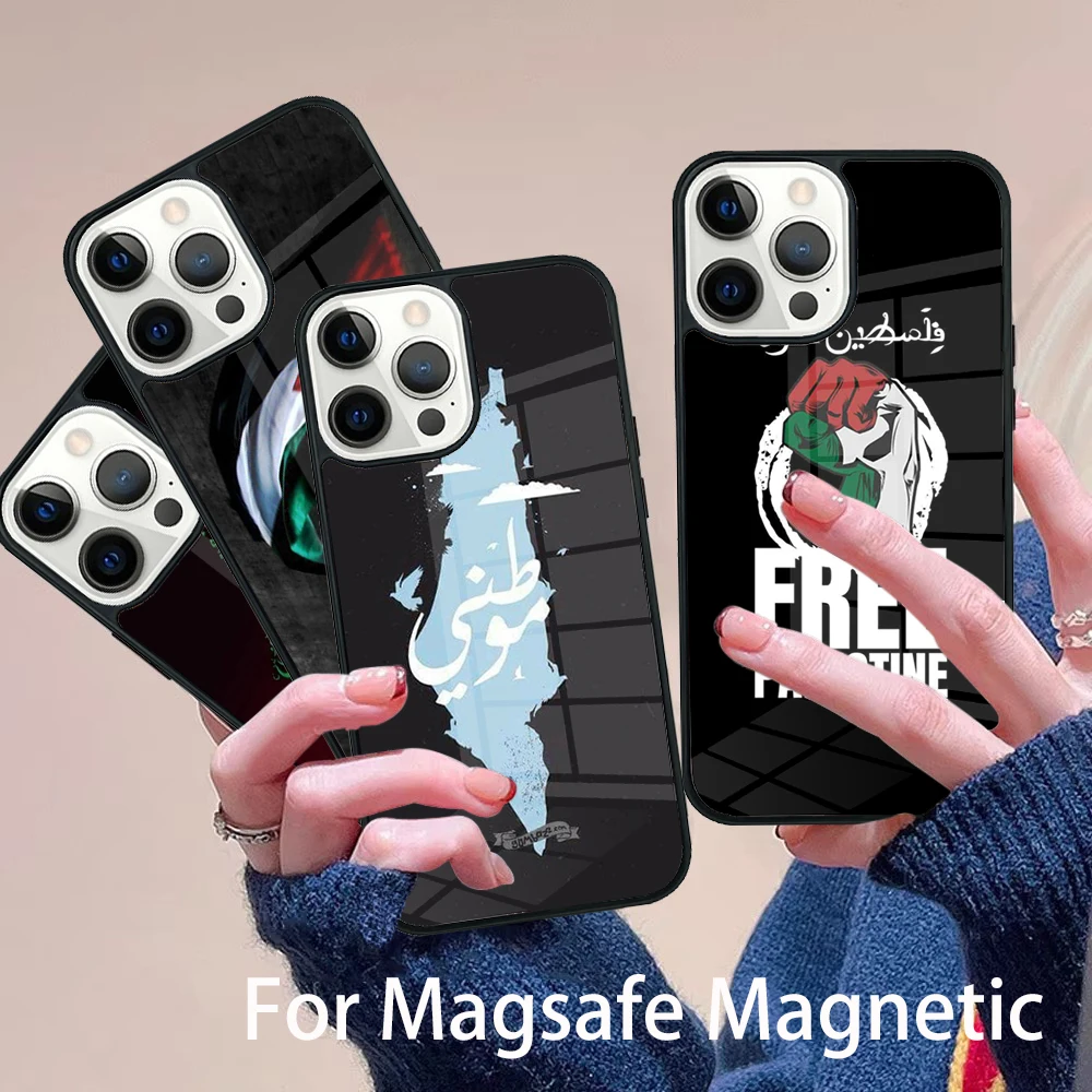 

Чехол для телефона Magesafe с вышитой картой P-P-A-lestine-e для iPhone 17, Air 16, 16e, 11, 12, 13, 14, 15 Pro Max Plus