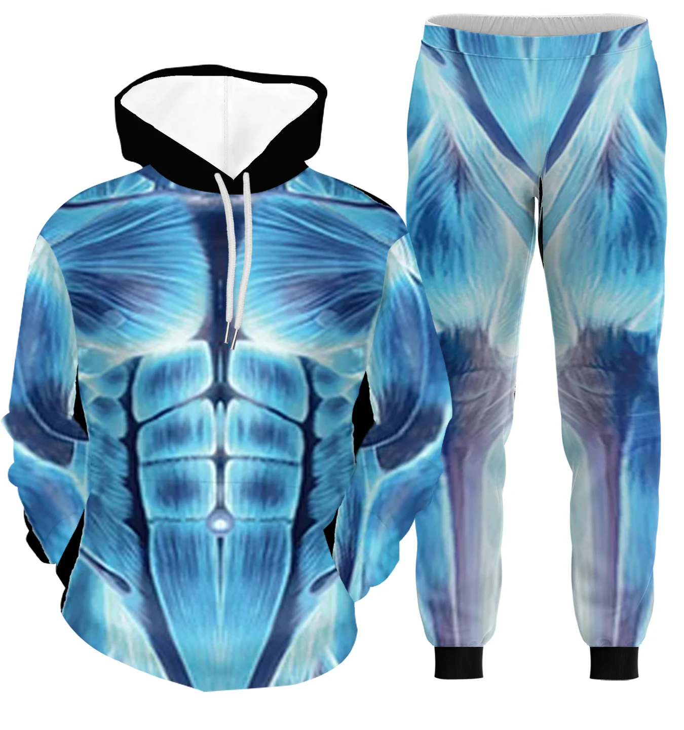 Men Hoodie Suit Pullover Zipper Full Print Hoodie Set Party Role Play Street Casual Personality Clothing Men Women Sports Suits