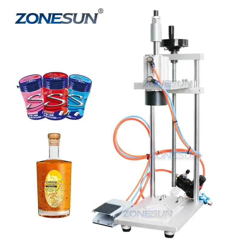 ZONESUN ZS-XG30ZC Semi-automatic Liquor Wine Gin Jar Whisky Glass Bottle Cap T-Cork Pressing Capping Machine