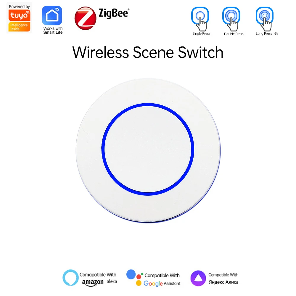 

Беспроводной кнопочный контроллер ZigBee 3.0 для управления умными сценариями и автоматизацией, совместимый с устройствами Tuya. Требуется шлюз Zigbee.