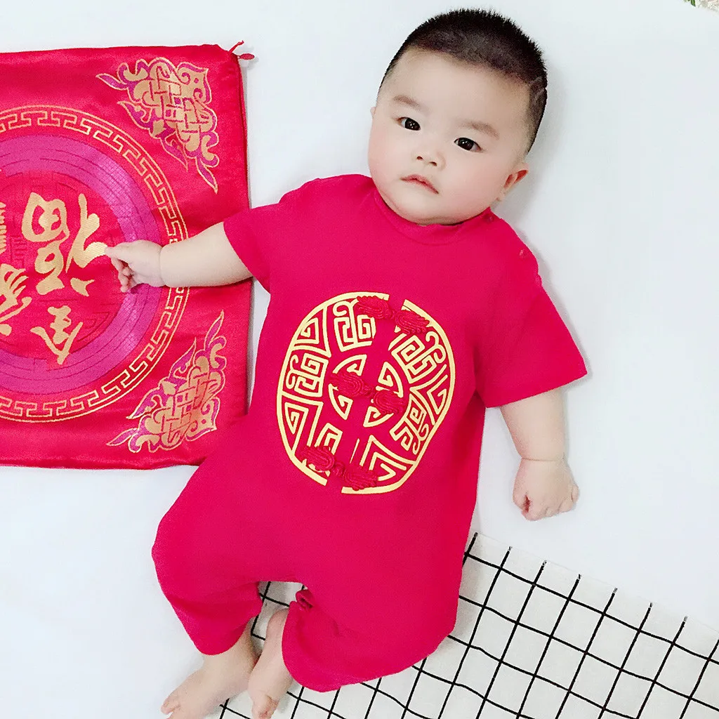 

Newborn Infant Baby Girls Boys New Year Embroidery Romper Jumpsuit Outfits