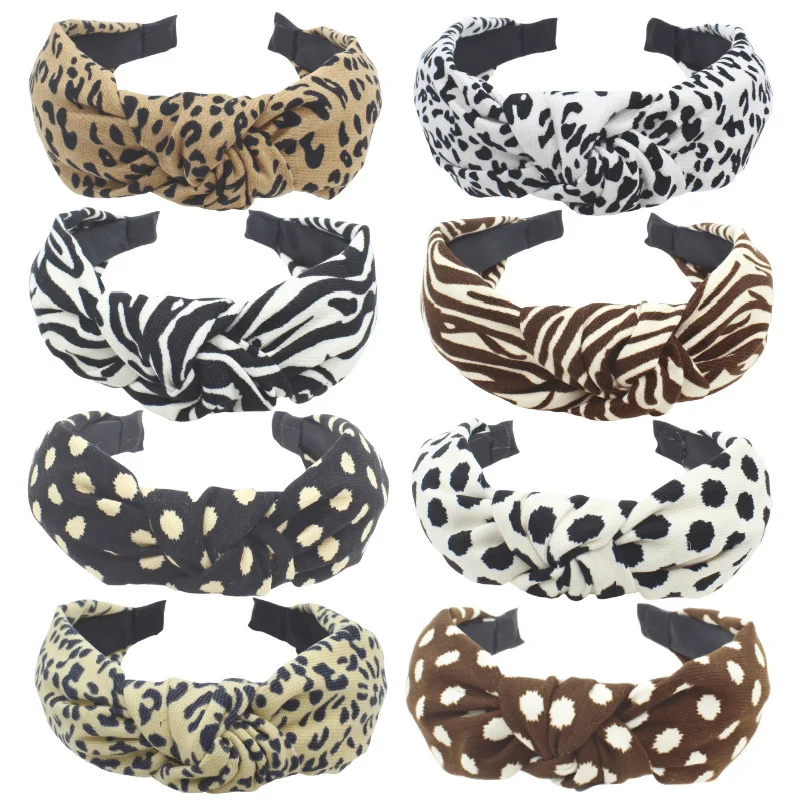 Minimalist Women Headpiece Chic Polk Dots Leopard Zebra Print Headband for Women Ladies Shopping Face Wash Hair Hoop Accessories