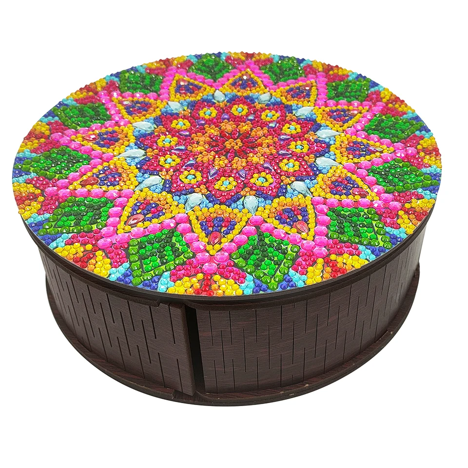 

Креативная алмазная живопись «сделай сам», новая коллекция 2025, деревянная шкатулка, круглая мандала для хранения, большая вместительная шкатулка для ювелирных изделий