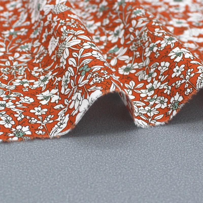 140x50cm Pastoral Style All-Cotton Poplin Reactive Dyed Pure Cotton Small Floral Dress Shirt Scarf Fabric Clothing Material