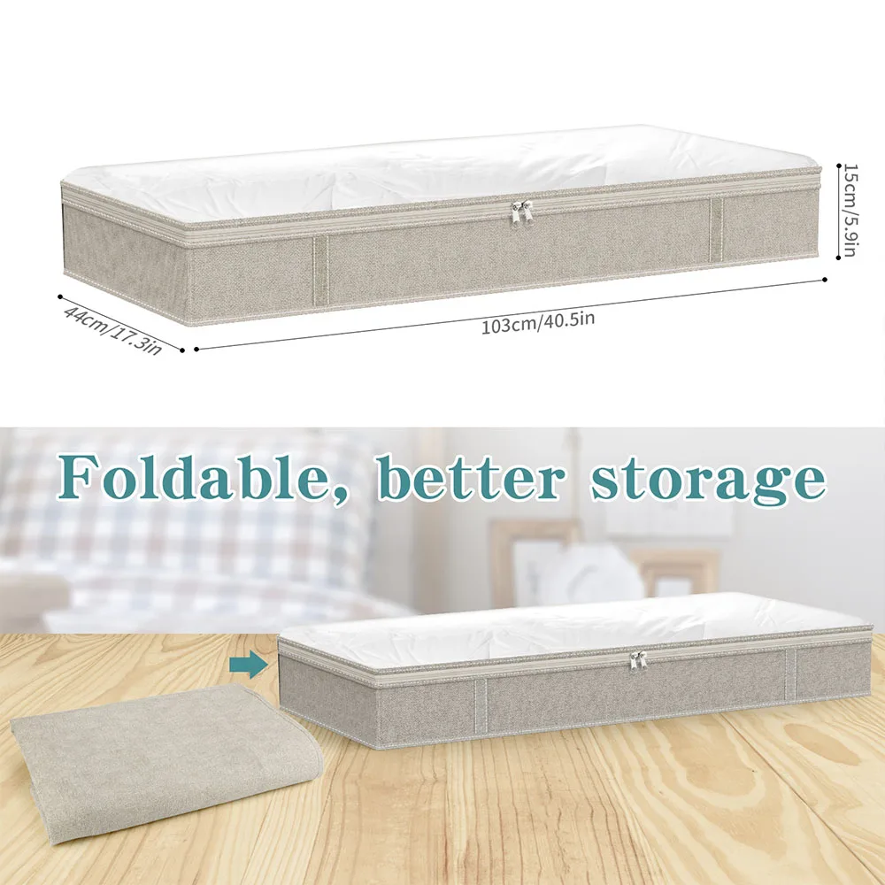 2 Pack składane pod łóżkiem torby duże pod łóżkiem pudełka do przechowywania grube oddychające Underbed torby do przechowywania ubrań zapinane na zamek organizator