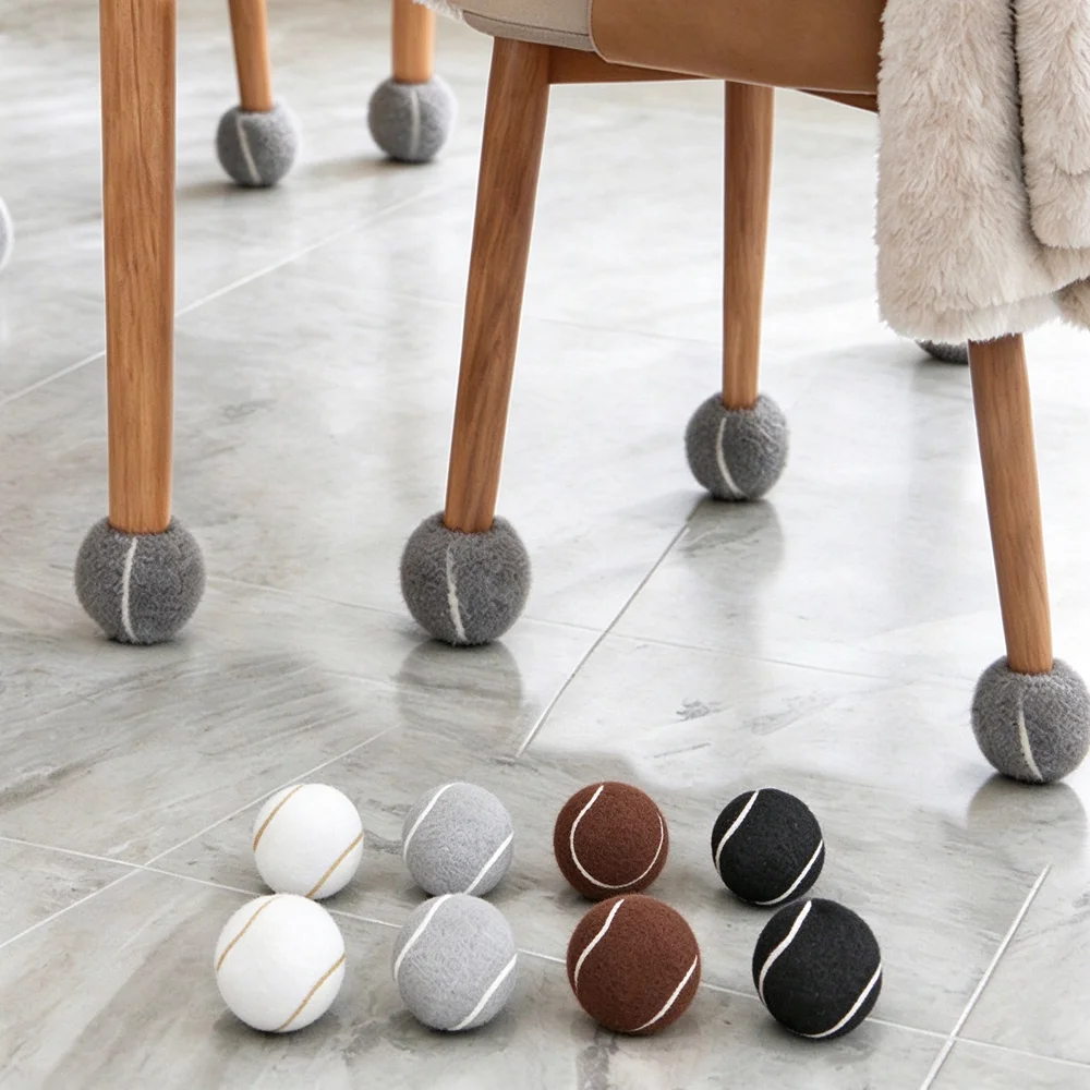 6.5cm Tennis Balls Chair Leg Floor Protectors Cover Furniture Cups Covers Hardwood Floors Non-slip Pads Anti-Noise Table Legs