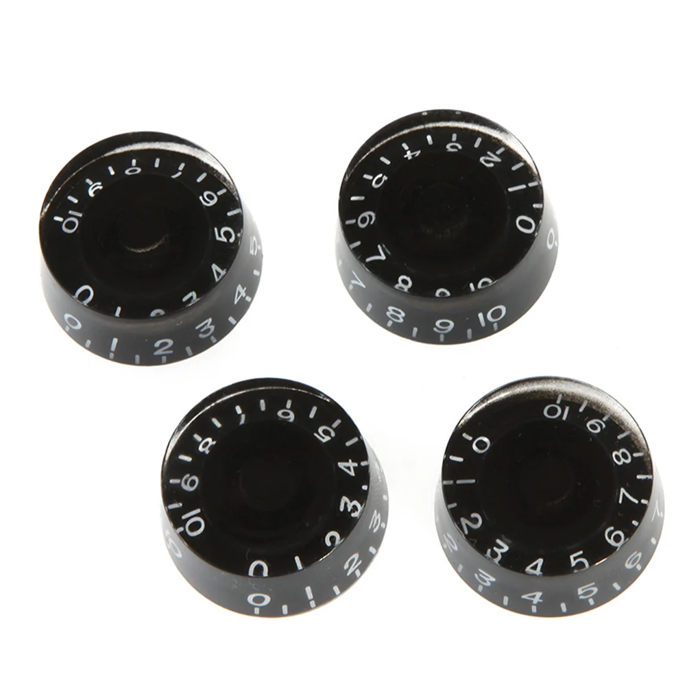 

4Pcs Guitar Knob Caps Solid Fit Exact Search Premium Material Hard Rigid Gear Long Service Life Volume Tone Knobs Black