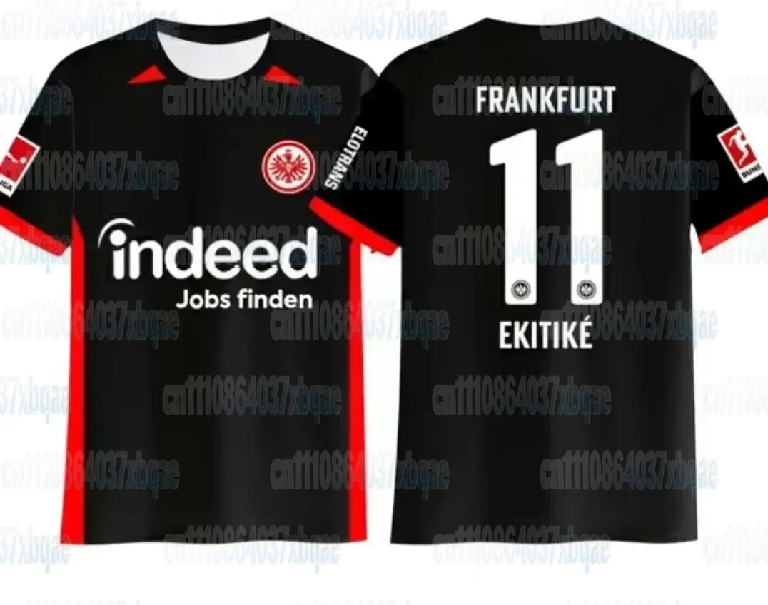 Herren-Fußballmannschafts-T-Shirt mit 3D-Frankfurter-Druck, lässiges Kurzarm-T-Shirt mit Fußballstar-Nummer, Unisex-Familienoutfit – Detail 5