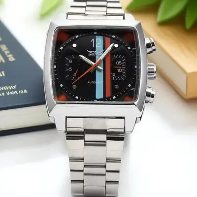 

Automatic Mechanical Watch Men JARGAR J08 Black Stainless Steel Band Waterproof Date Week Display Wrist Watches Accessories