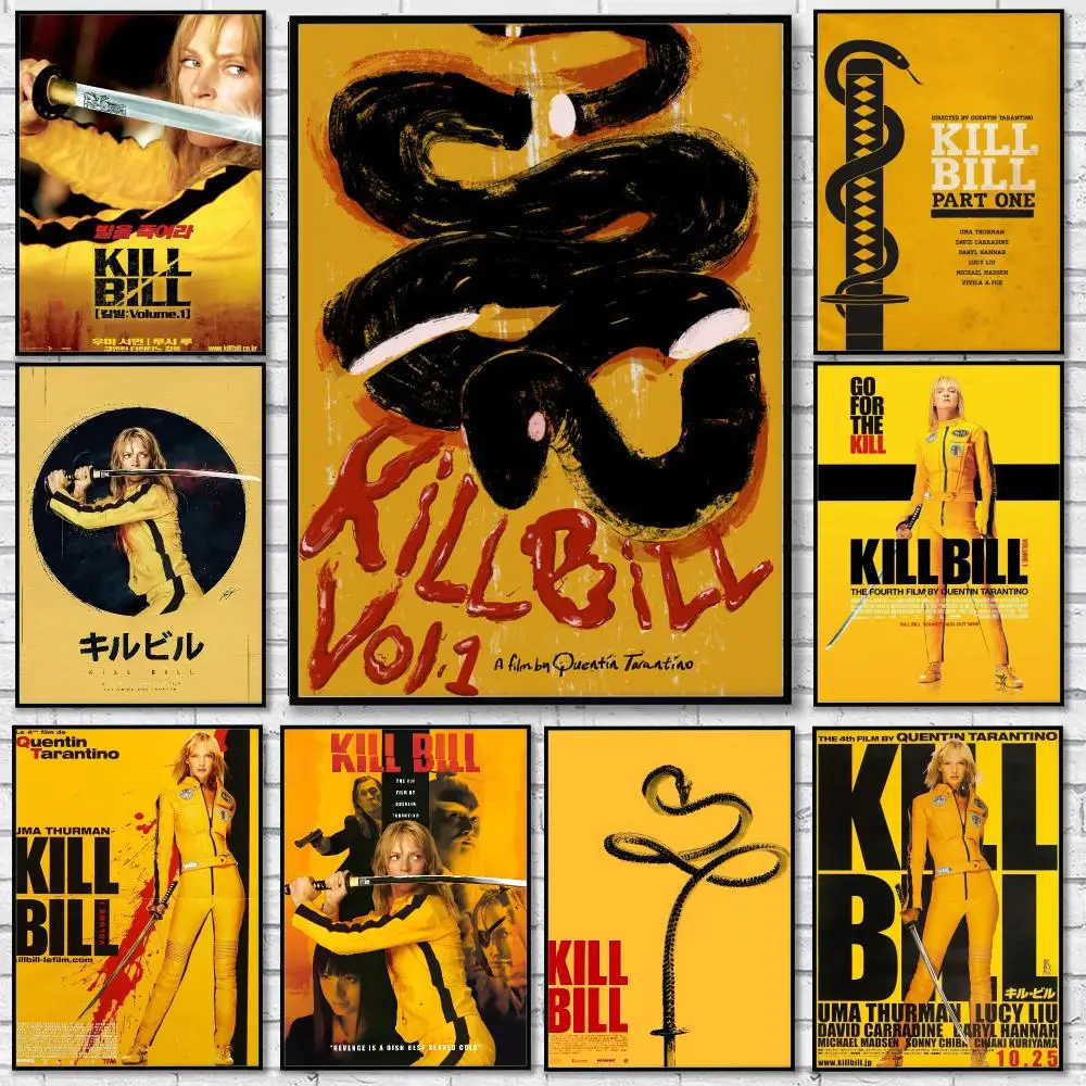 Movie K-Kill Bill Poster Sticker Self Adhesive for Playroom Bedroom Hallway Home Wall Art Decor Gift