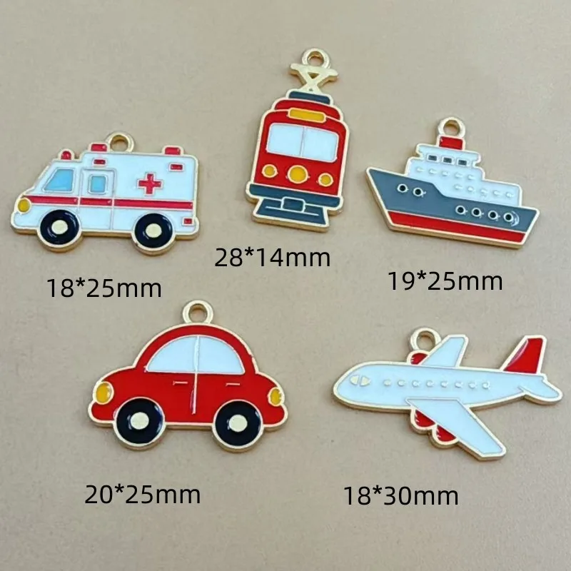 10pcs DIY jewelry accessories, ships, airplanes, trains, small cars, alloy earrings, bracelets, necklaces, pendants