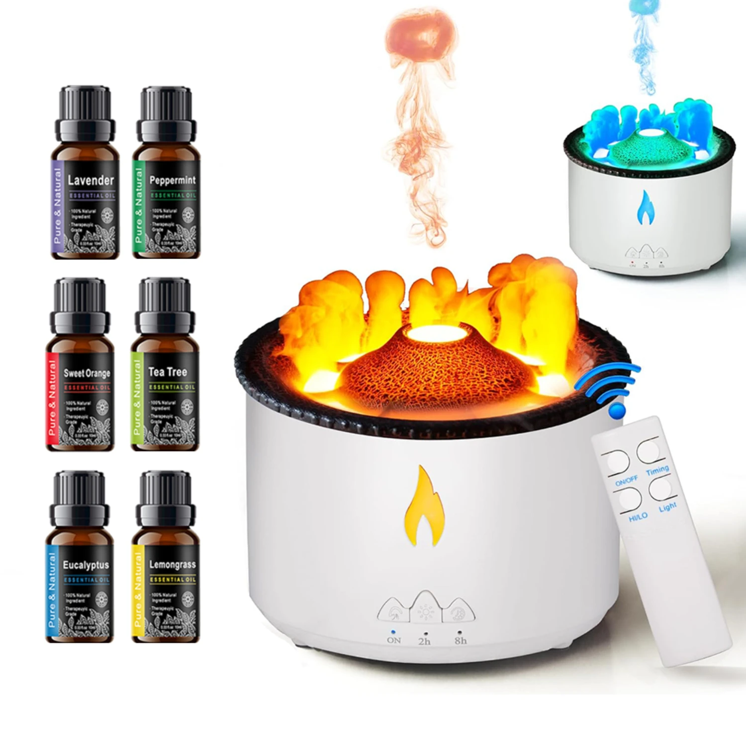 

Home Ultrasonic Jellyfish 360ml Flame Smoke Volcanic Gift Sprayer Aroma for Humidifier Ring Air Diffuser Essential Oil Atomizing