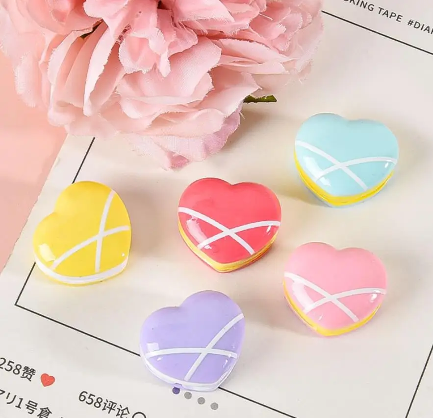 

100pcs Kawaii Heart Macarons Hamburg Flatback Resin Cabochon Dollhouse Hair Bows Center DIY Phone Case Decoration Accessories