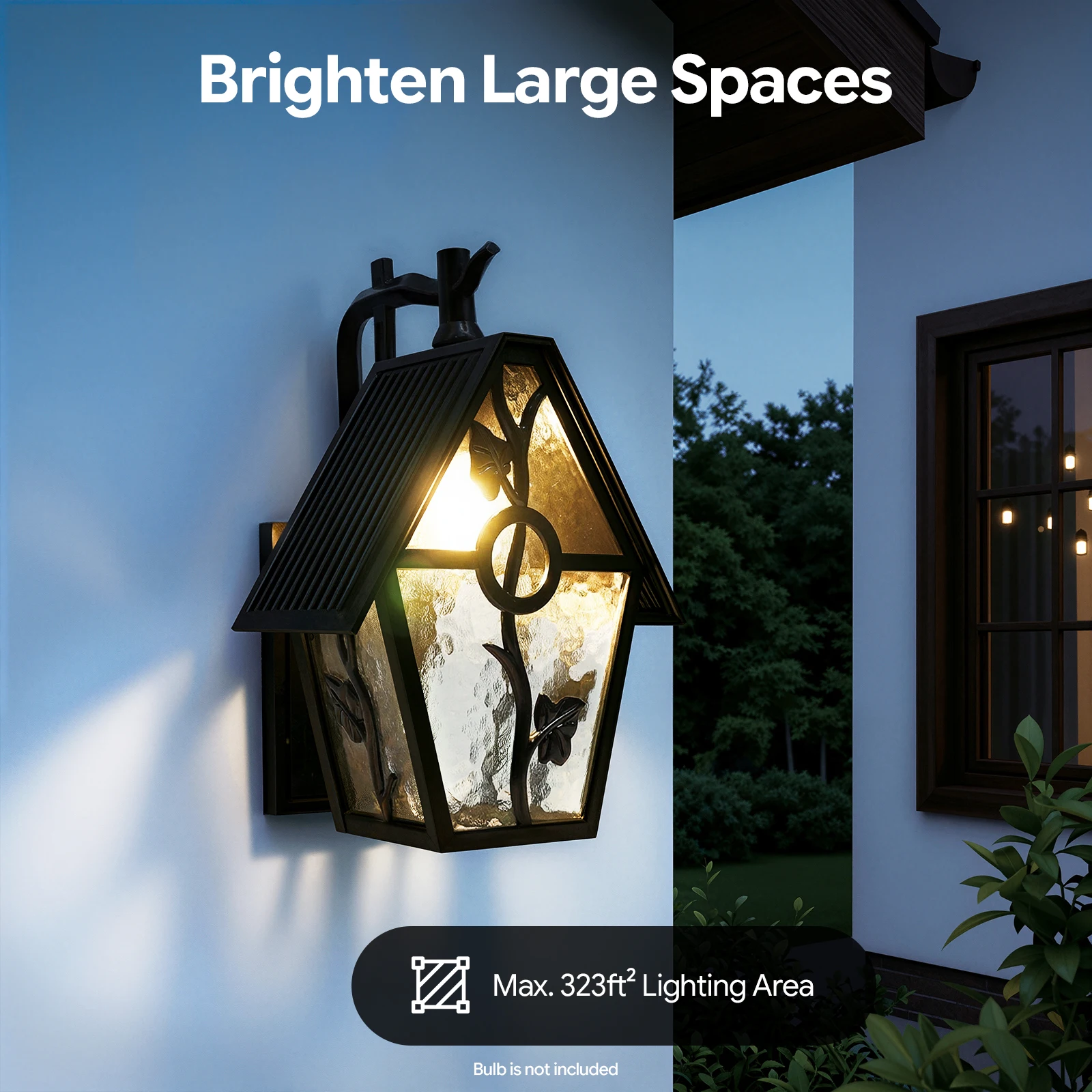 

Porch Light, Black Flower House Wall Lamp, Decorative European Style Sconce with E26 Base for Indoor Outdoor, 110V-220V, No Bulb